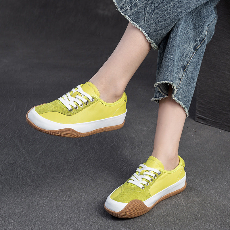 Women Fashion Color Matching Leather Casual Shoes Newgew Shoes