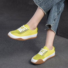 Women Fashion Color Matching Leather Casual Shoes Newgew Shoes