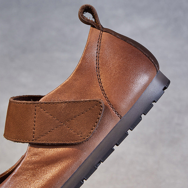 Women Minimalist Retro Leather Soft Flat Casual Shoes Newgew Shoes