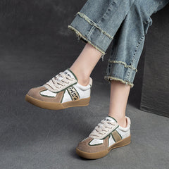 Women Patchwork Leather Flat Casual Training Shoes Newgew Shoes