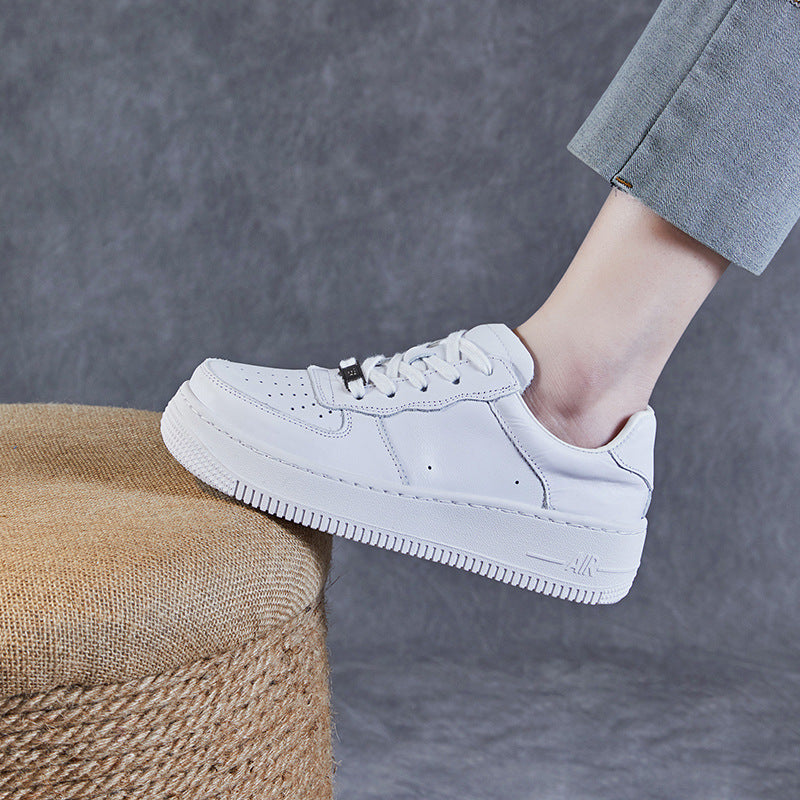 Women Fashion Breathable Leather Casual Skate Shoes Newgew Shoes