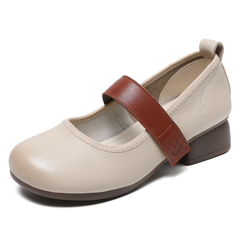 Women Soft Leather Casual Mary Jane Shoes Newgew Shoes