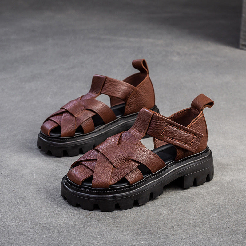 Women Minimalist Plaited Leather Casual Sandals Newgew Shoes