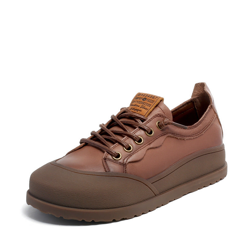 Women Retro Casual Soft Leather Thick Soled Shoes Newgew Shoes