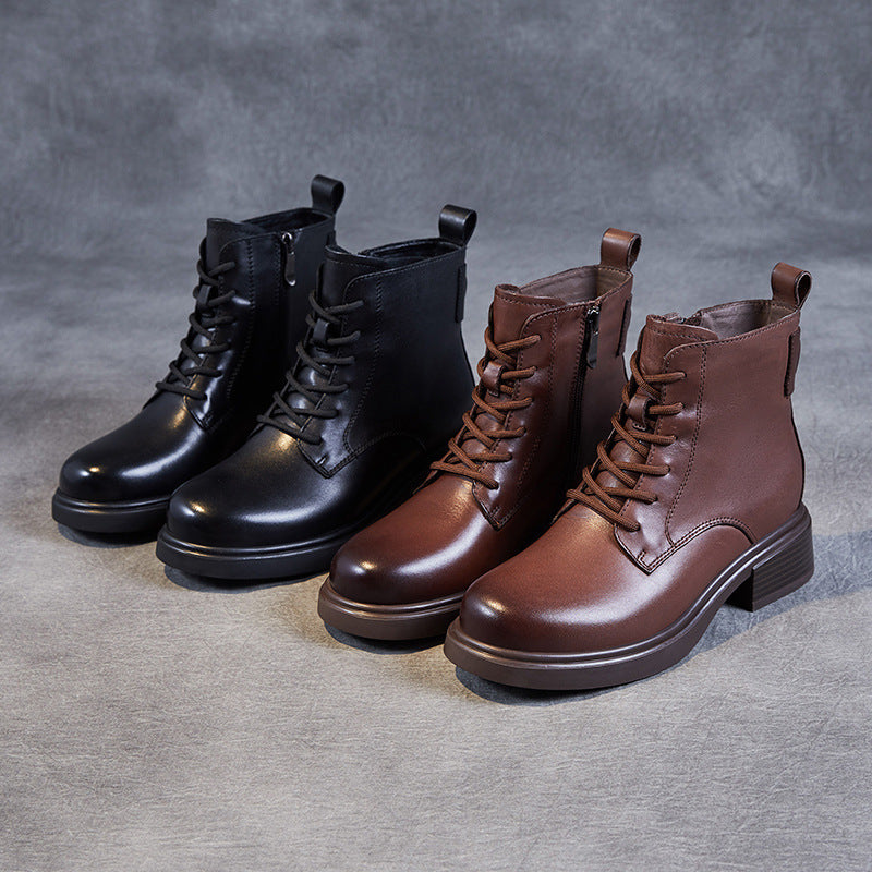 Women Minimalist Retro Soft Leather Ankle Boots Newgew Shoes