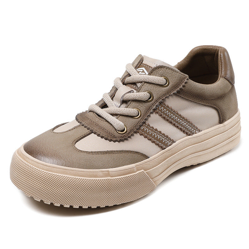 Women Handmade Color Matching Leather Casual Training Shoes Newgew Shoes
