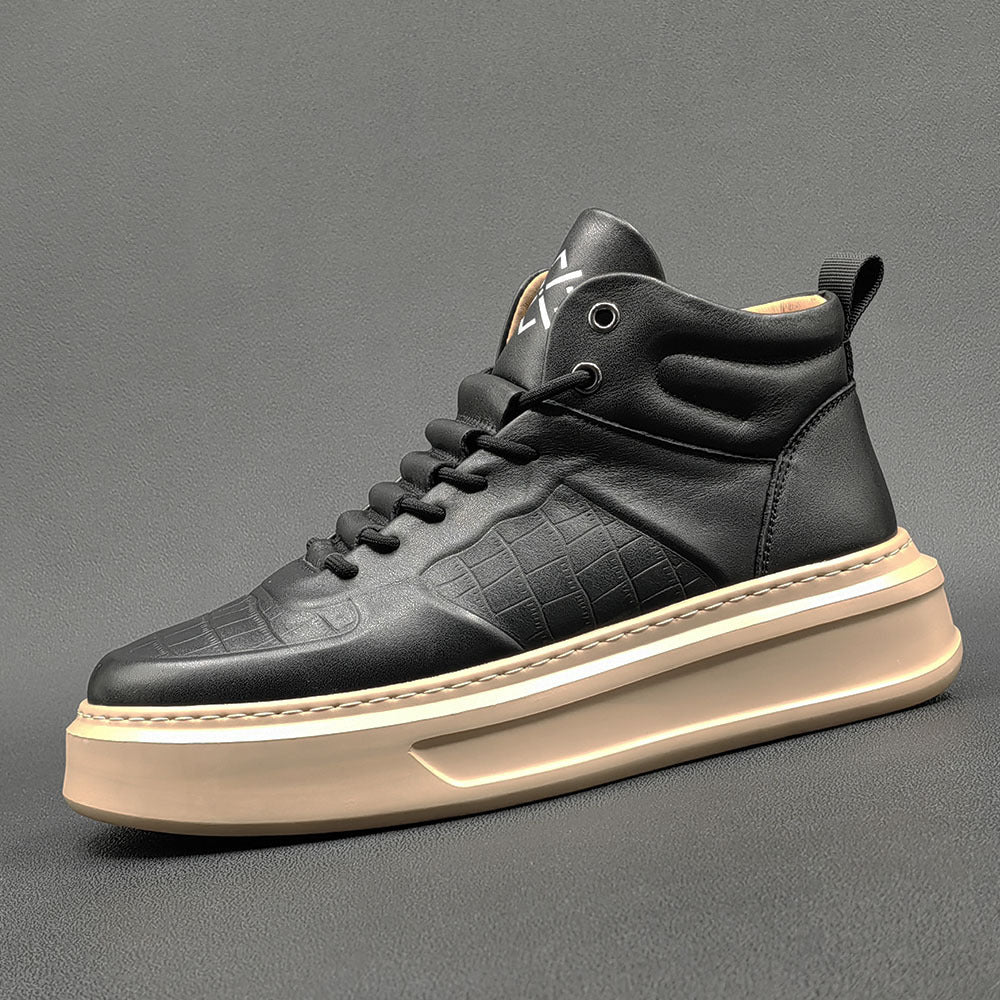 Men Minimalist Leather High Top Flat Casual Shoes Newgew Shoes
