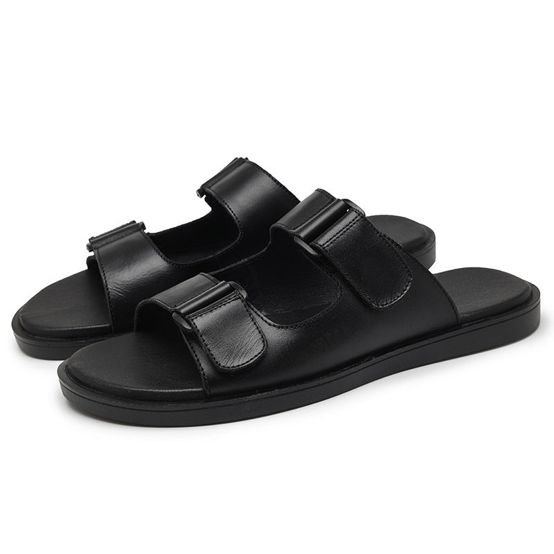 Men Summer Beach Outwear Leather Slide Sandals Newgew Shoes