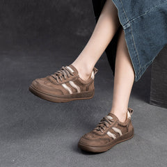 Women Retro Patchwork Leather Comfort Flat Casual Shoes Newgew Shoes