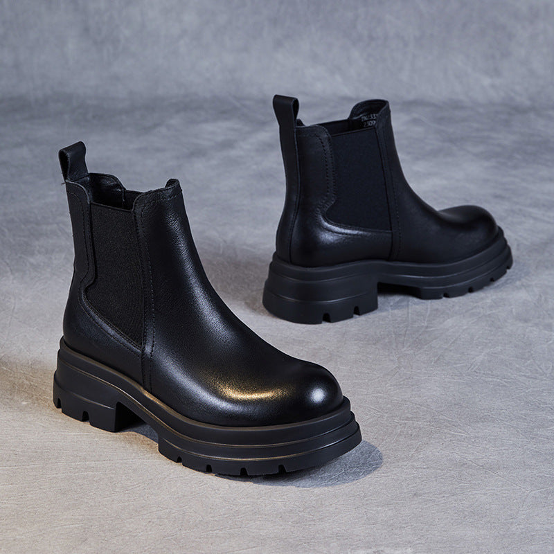 Women Minimalist Solid Leather Casual Boots Newgew Shoes