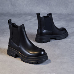 Women Minimalist Solid Leather Casual Boots Newgew Shoes