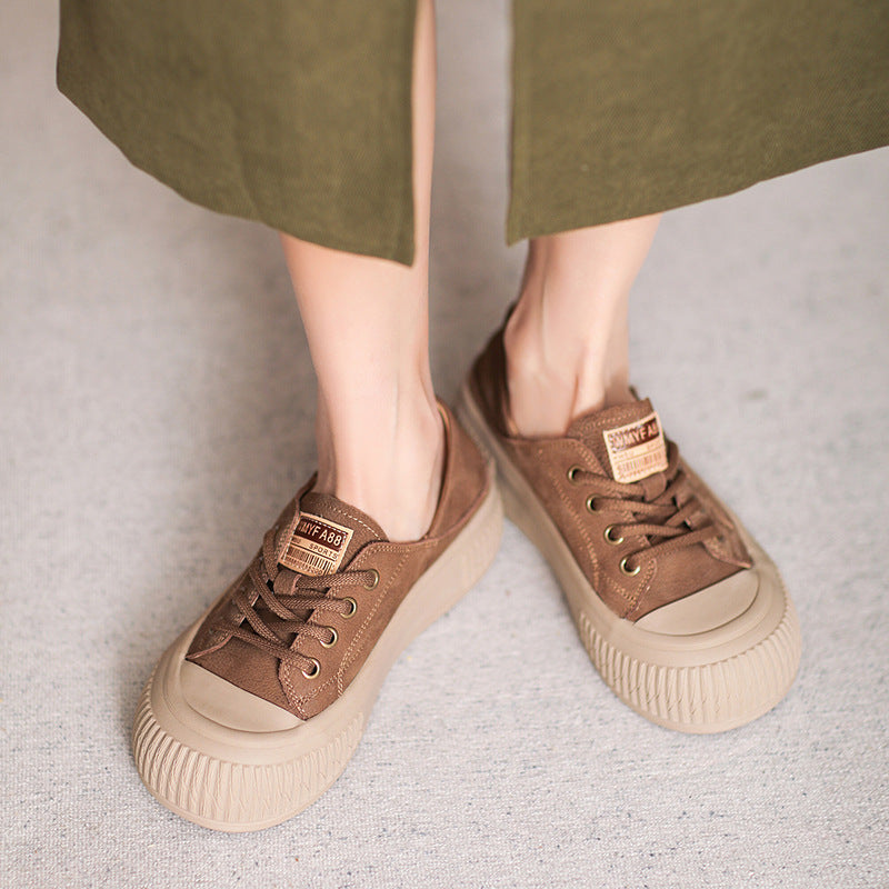 Women Retro Minimalist Leather Soft Flat Casual Shoes Newgew Shoes