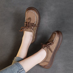 Women Soft Leather Flat Retro Casual Shoes Newgew Shoes