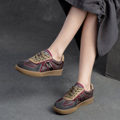 Women Patchwork Leather Flat Casual Training Shoes Newgew Shoes