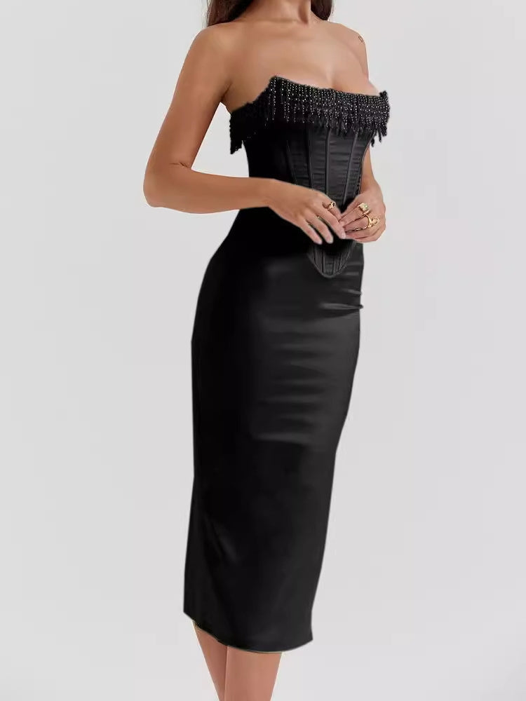 Pearl - Embellished Slit Gown Newgew Dresses