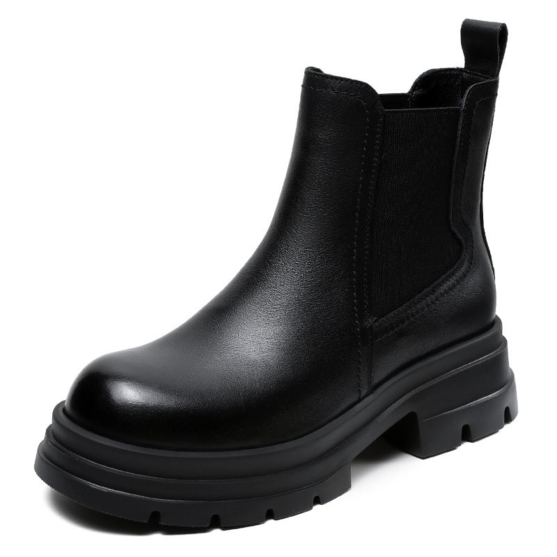 Women Minimalist Solid Leather Casual Boots Newgew Shoes