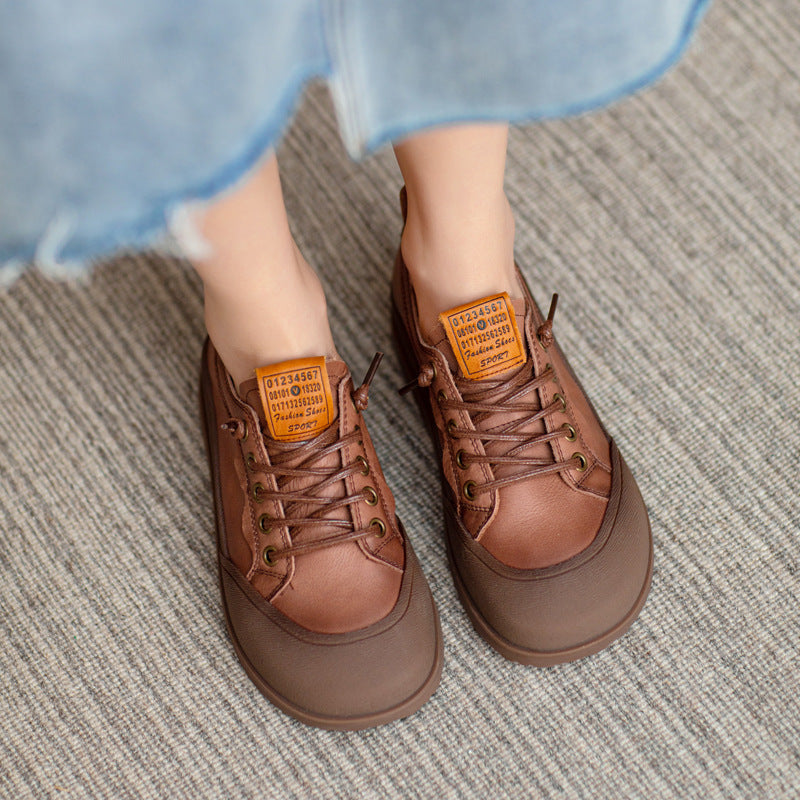 Women Retro Casual Soft Leather Thick Soled Shoes Newgew Shoes