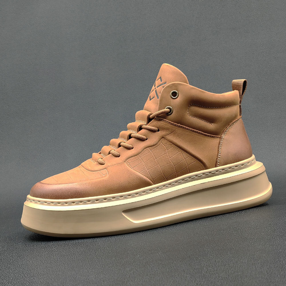 Men Minimalist Leather High Top Flat Casual Shoes Newgew Shoes