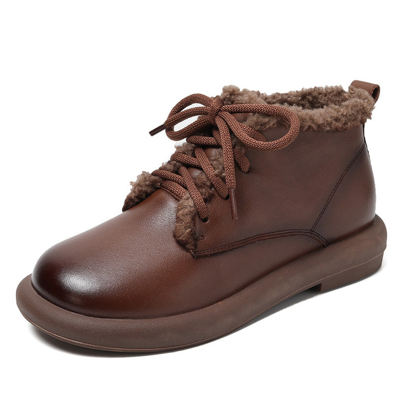 Women Retro Minimalist Furred Winter Casual Shoes Newgew Shoes