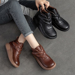 Women Retro Casual Minimalist Leather Ankle Boots Newgew Shoes