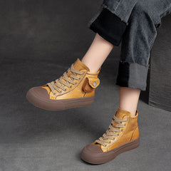 Women Retro Casual Leather Comfort Ankle Boots Newgew Shoes