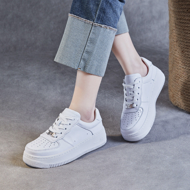 Women Fashion Breathable Leather Casual Skate Shoes Newgew Shoes