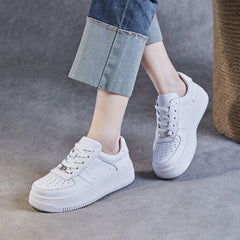 Women Fashion Breathable Leather Casual Skate Shoes Newgew Shoes