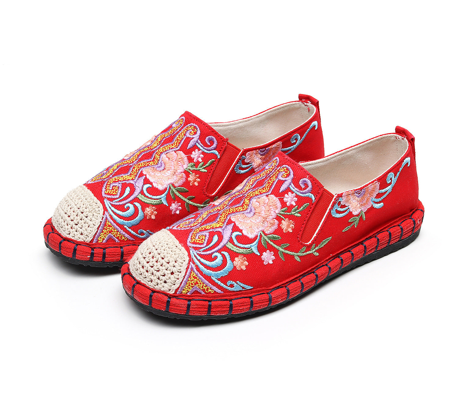 Women's Beijing Cloth Soft Bottom Ethnic Style Embroidery Canvas Shoes Newgew