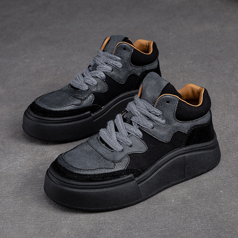 Women Retro Patchwork Thick Soled Casual Shoes Newgew Shoes