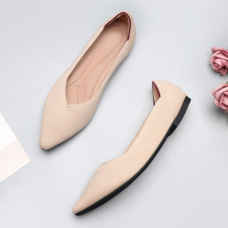 Pointed Toe  Slingback Knit Flat Shoes NewGew