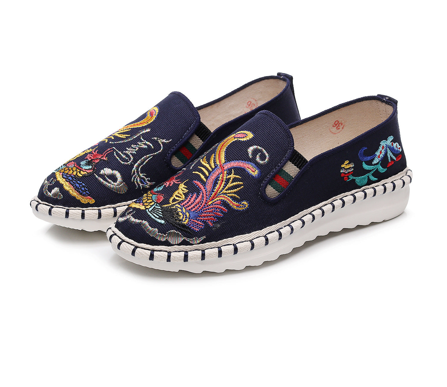 Women's Style Cloth Embroidered Flat Ancient Soft Canvas Shoes Newgew