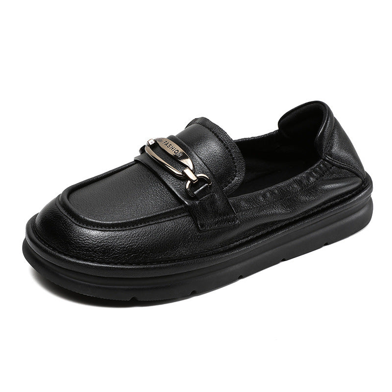 Women Retro Soft Leather Flat Casual Shoes Newgew Shoes
