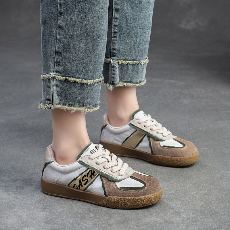 Women Patchwork Leather Flat Casual Training Shoes Newgew Shoes