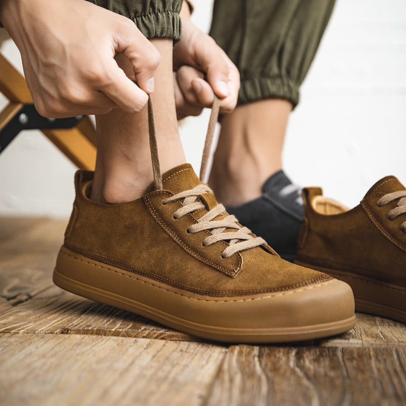 Men Retro Frosted Suede Flat Casual Shoes Newgew Shoes