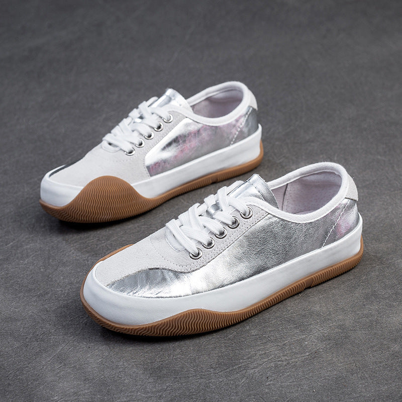 Women Fashion Color Matching Leather Casual Shoes Newgew Shoes