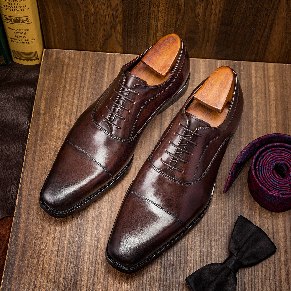 Men Classic Cowhide Solid Handmade Oxford Shoes Newgew Shoes