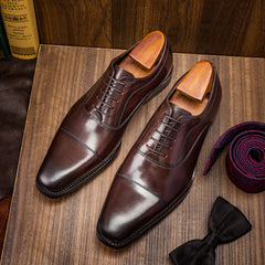 Men Classic Cowhide Solid Handmade Oxford Shoes Newgew Shoes