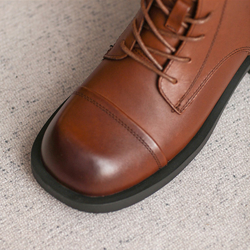 Women Patchwork Leather Ankle Boots Newgew Shoes