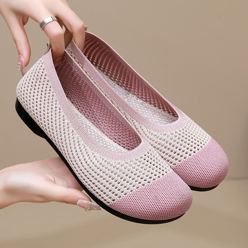 Women's Cloth Summer Breathable Hollowed Slip-on Soft Canvas Shoes Newgew