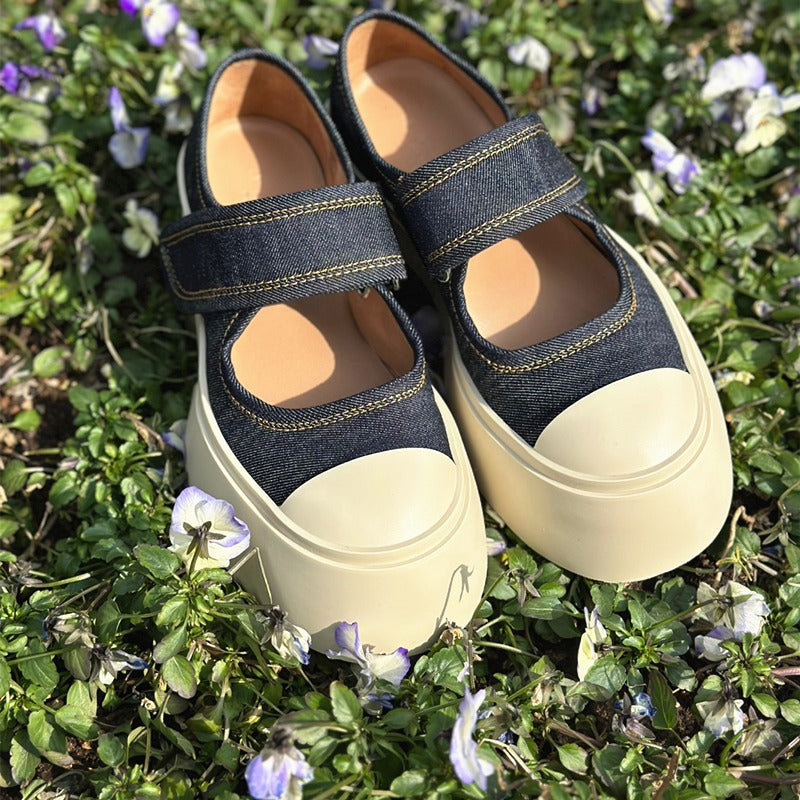 Slouchy Women's Jane Platform White Velcro Canvas Shoes Newgew
