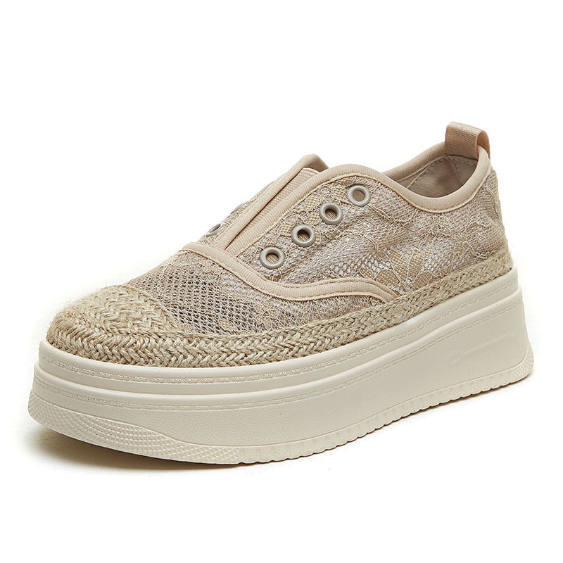 Women's Summer Platform Mesh Surface Lazy Linen Men's Shoes Newgew