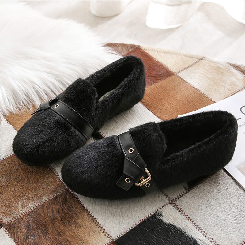Women Casual Winter Fleece Buckle Shoes Newgew Shoes