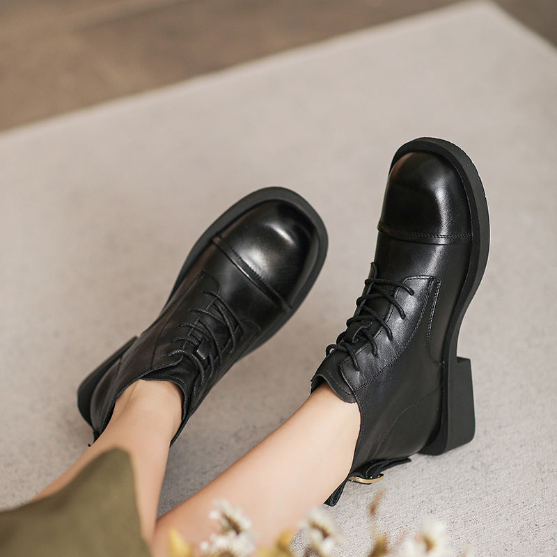 Women Patchwork Leather Ankle Boots Newgew Shoes