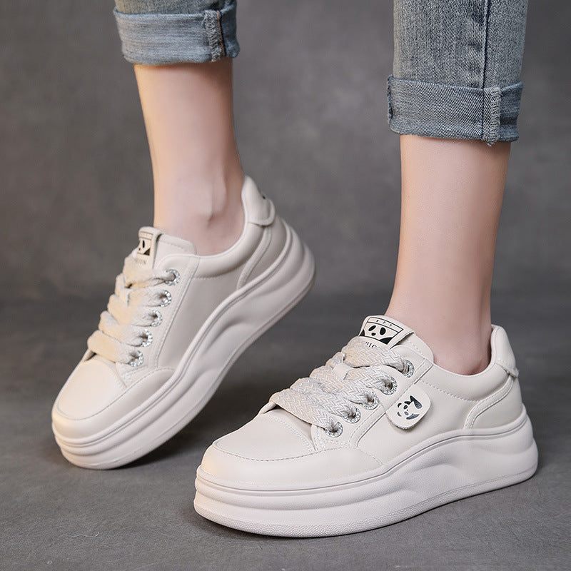 Women Minimalism Fashion Leather Casual Platform Shoes Newgew Shoes