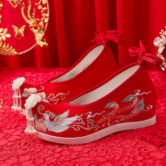 Women's Winter Fleece-lined Pearl Tassel Warped Head Canvas Shoes Newgew