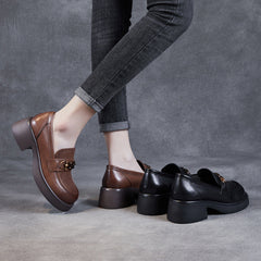 Women Retro Comfy Leather Low Heel Loafers Newgew Shoes