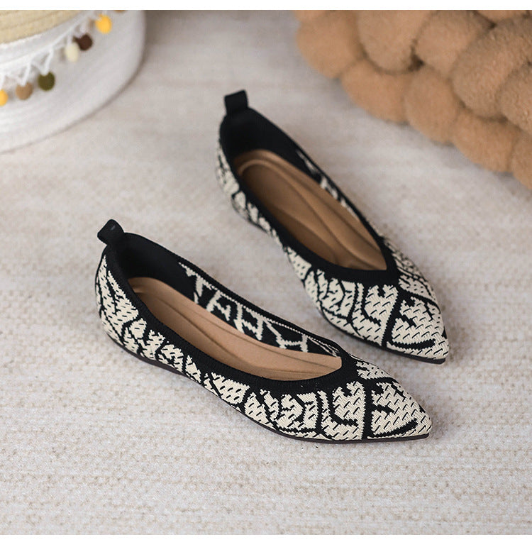 Pointed Knitted Egg Roll Flat Flying Woven Shoes NewGew