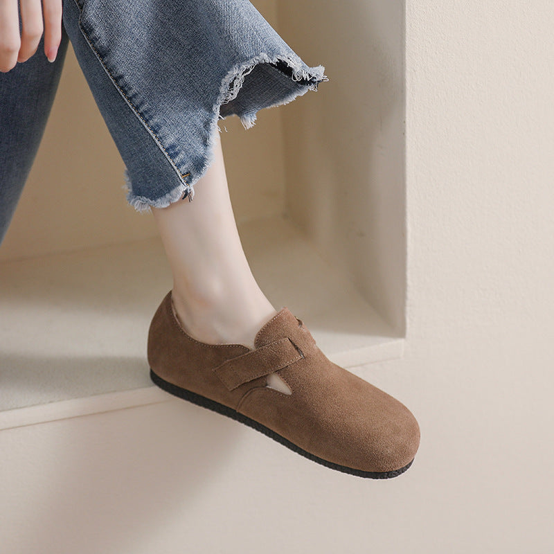 Women Retro Frosted Leather Furred Casual Shoes Newgew Shoes