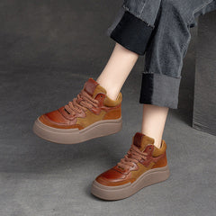 Women Retro Patchwork Thick Soled Casual Shoes Newgew Shoes