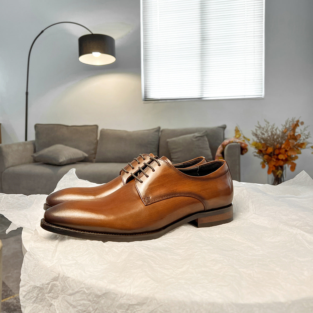 Men Classic Solid Cowhide Handmade Oxford Shoes Newgew Shoes